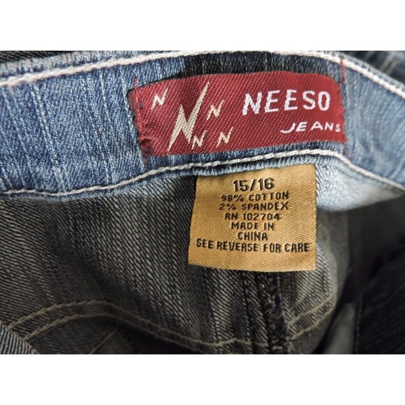 Neeso Jeans Denim Skirt Straight 34" Long Modest 15/16 Beaded Back Pockets EUC - Picture 10 of 11